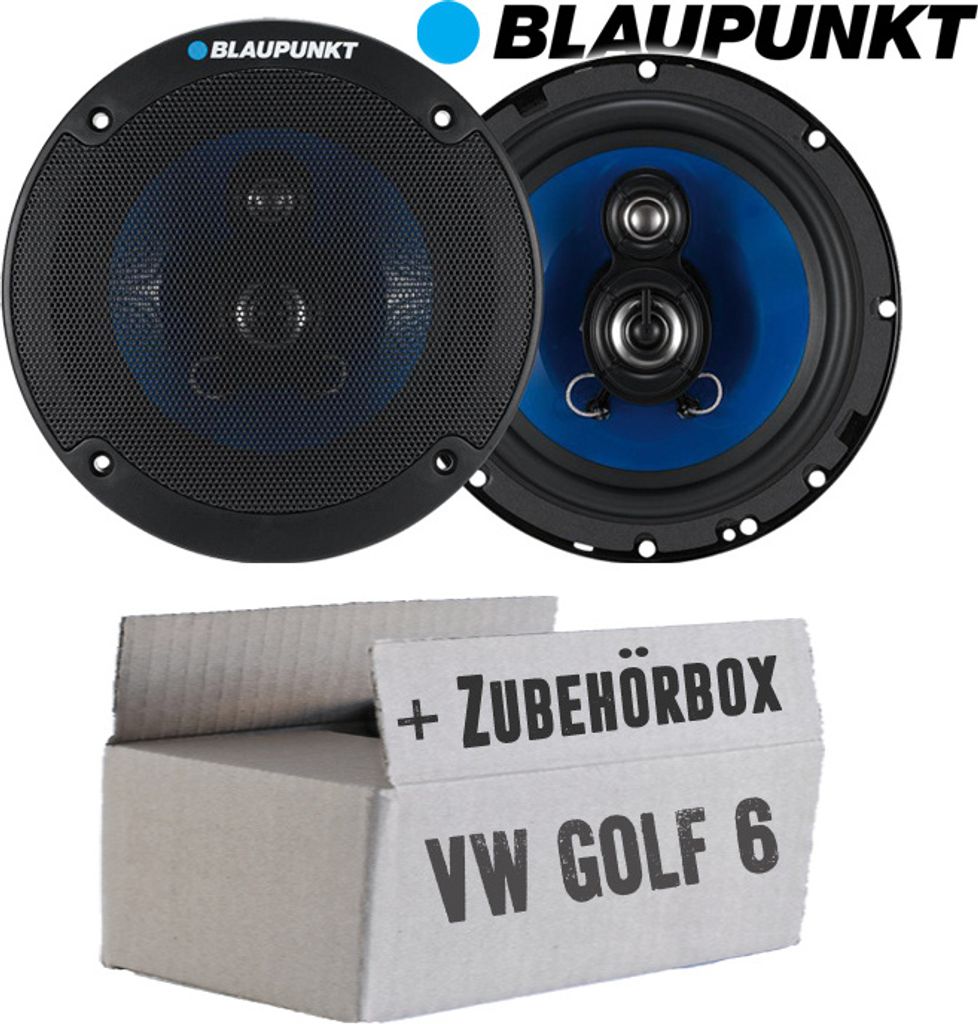 Lautsprecher Boxen Blaupunkt ICx663 - 16,5cm 3-Wege Auto Einbauzubehör - Einbauset passend für VW Golf 6 - justSOUND