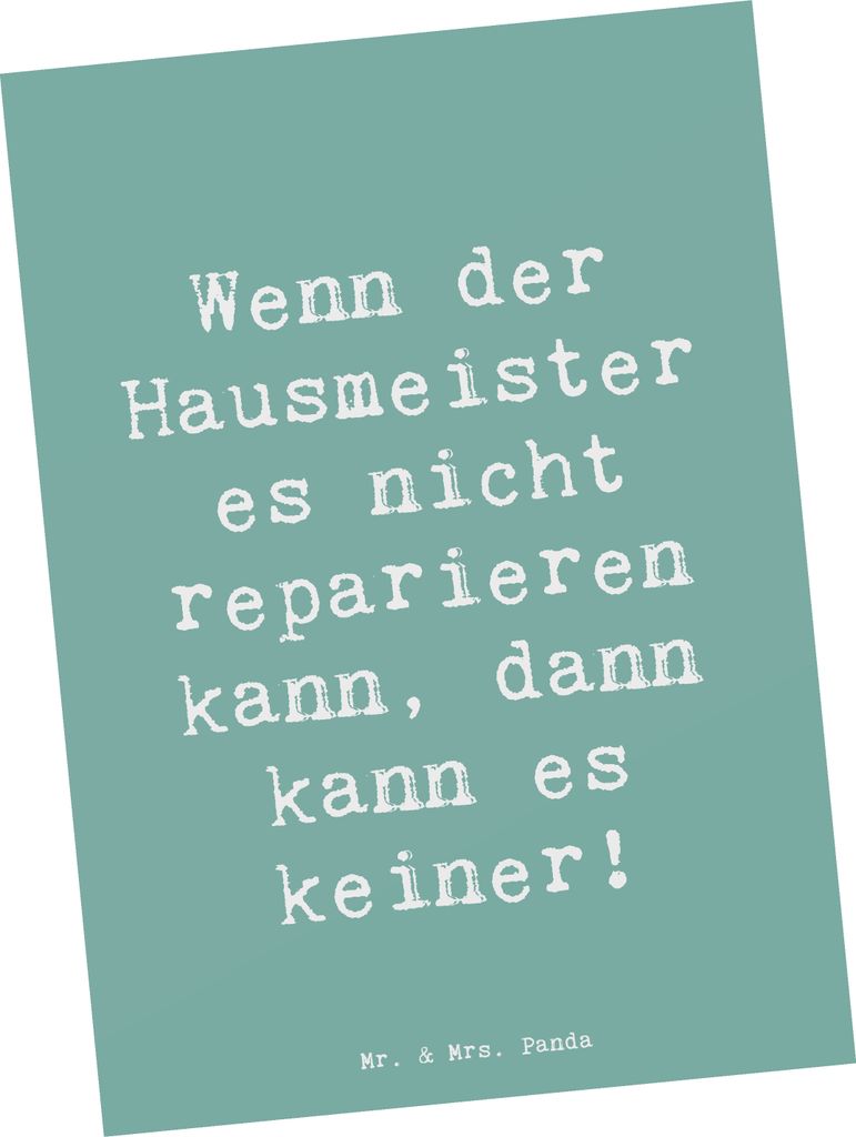 Mr. & Mrs. Panda Postkarte Spruch Hausmeister Hilfe - Meeresbrise - Geschenk, Alleskönner, Handwerker, Postkarten, Ansichtskarte, Beruf, Ansichtsk...