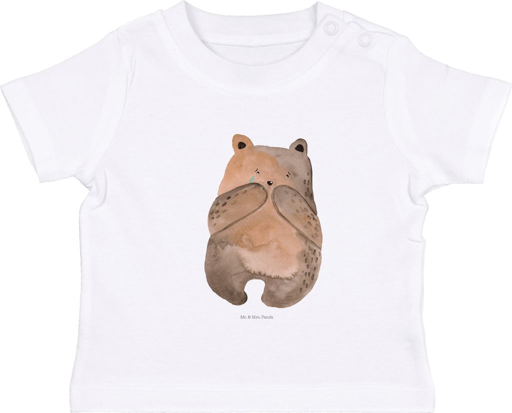 Mr. & Mrs. Panda Babyshirt Bär Verlust 6. - 12. Monat - Weiß - Geschenk, T-Shirt, Kinder Shirt, Öko Baby, Teddy, Kurzarmshirt