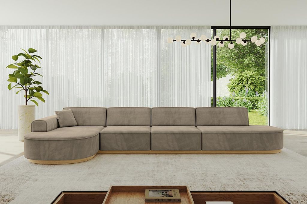 ALTDECOR Ecksofa in L-Form MARI-L3-v2 - 413x171x83 cm Braun - Corner Sofa Bett Eckcouch Couch Wohnlandschaft Cauchsofa
