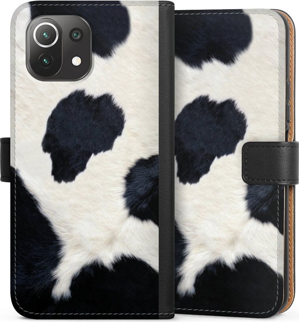 DeinDesign Klapphülle für Xiaomi Mi 11 Lite Handytasche Lederhülle Tasche Animal-Look Animalprint Kuhfell
