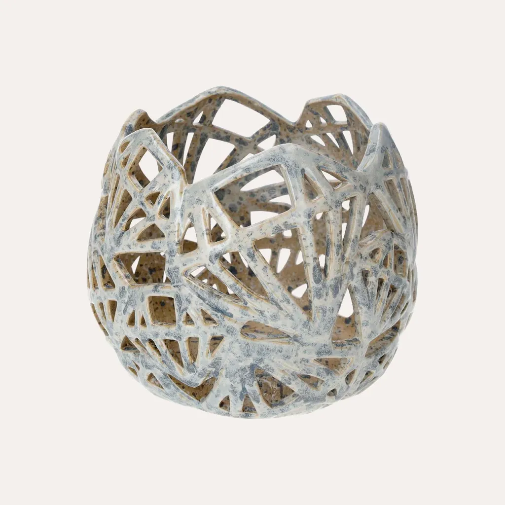 KEYHOMESTORE Bougeoir décoratif en céramique bleu pâle élégant 15cm