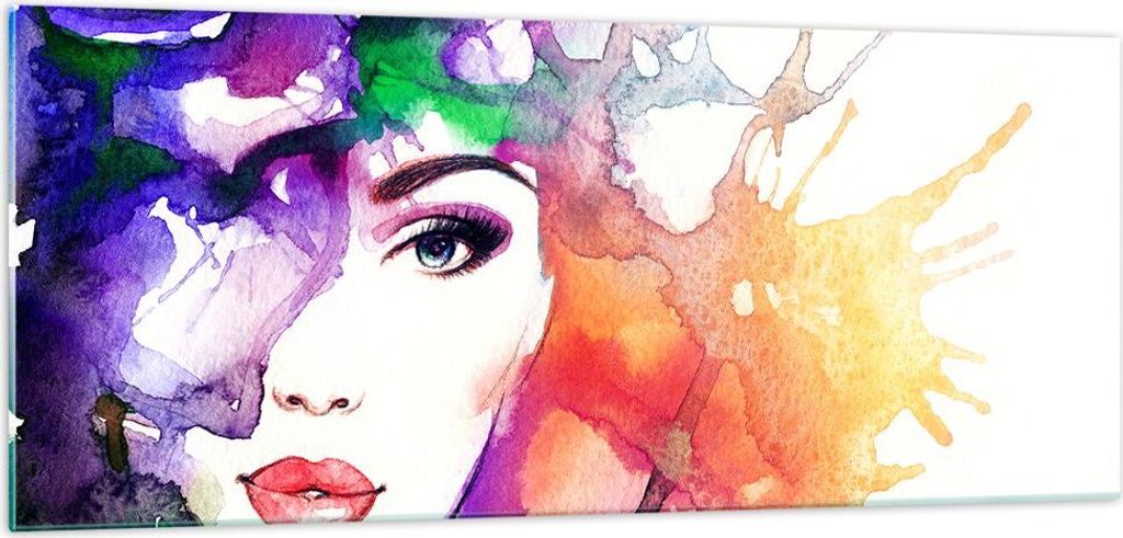 Bilder auf glas - Frau Abstraktion - 100x40cm - Glasbilder - Wandbilder - Kunstdruck - zum Aufhängen bereit - Wanddekoration aus Glas - Glas Bilde...