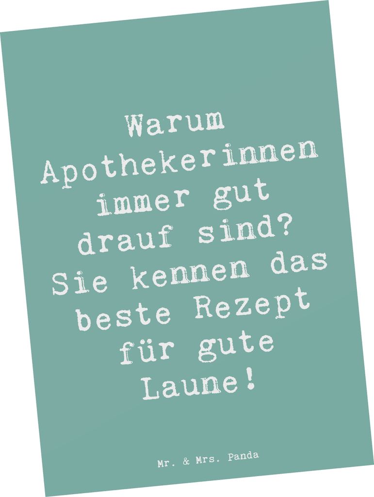 Mr. & Mrs. Panda Postkarte Spruch Glückliche Apothekerin - Meeresbrise - Geschenk, Postkarten, Beruf, Zitat, Ansichtskarte, Beratung, Geschenke mi...