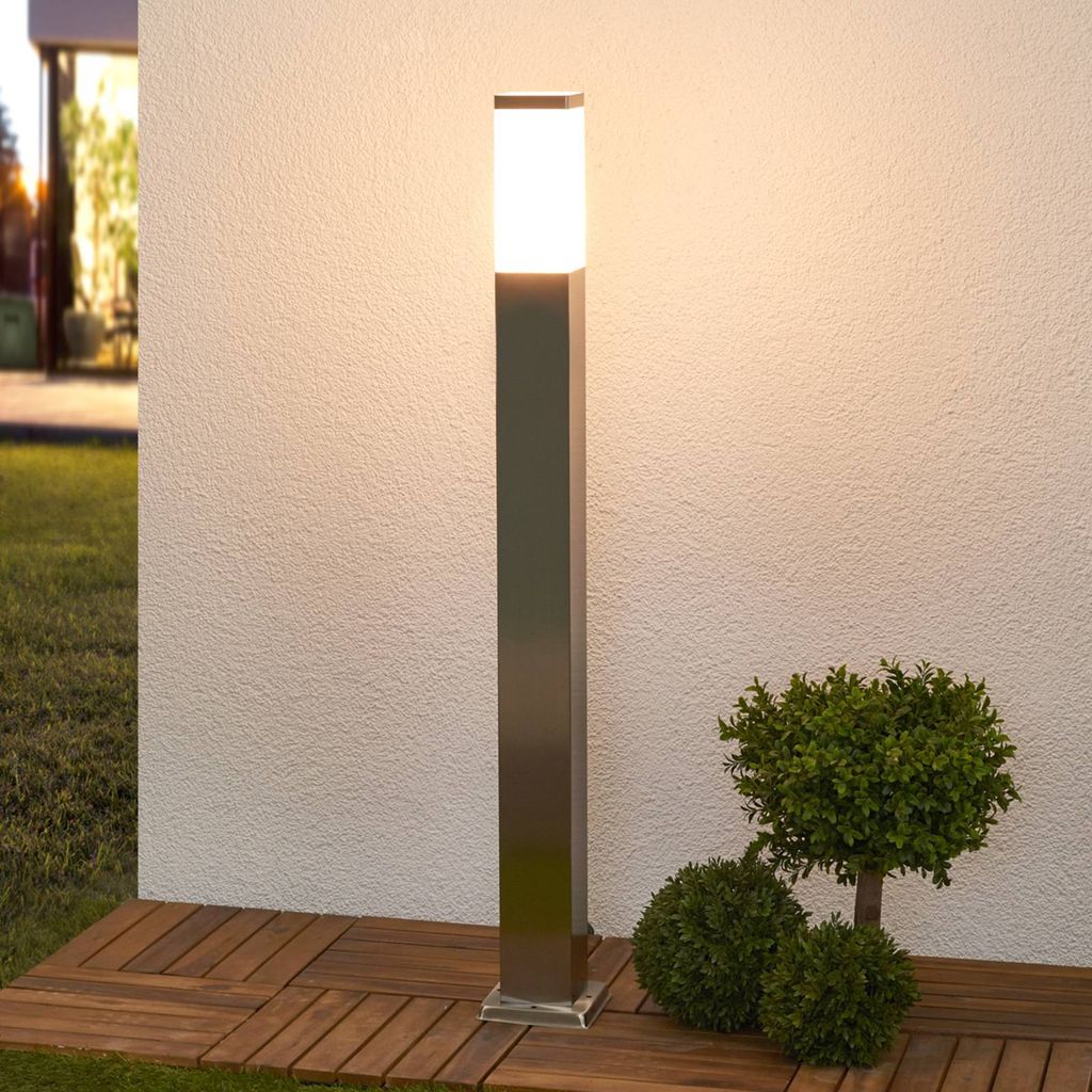 Lindby Pollerleuchte Lorian, 100 cm, Edelstahl, IP44, E27 Produktbild 
