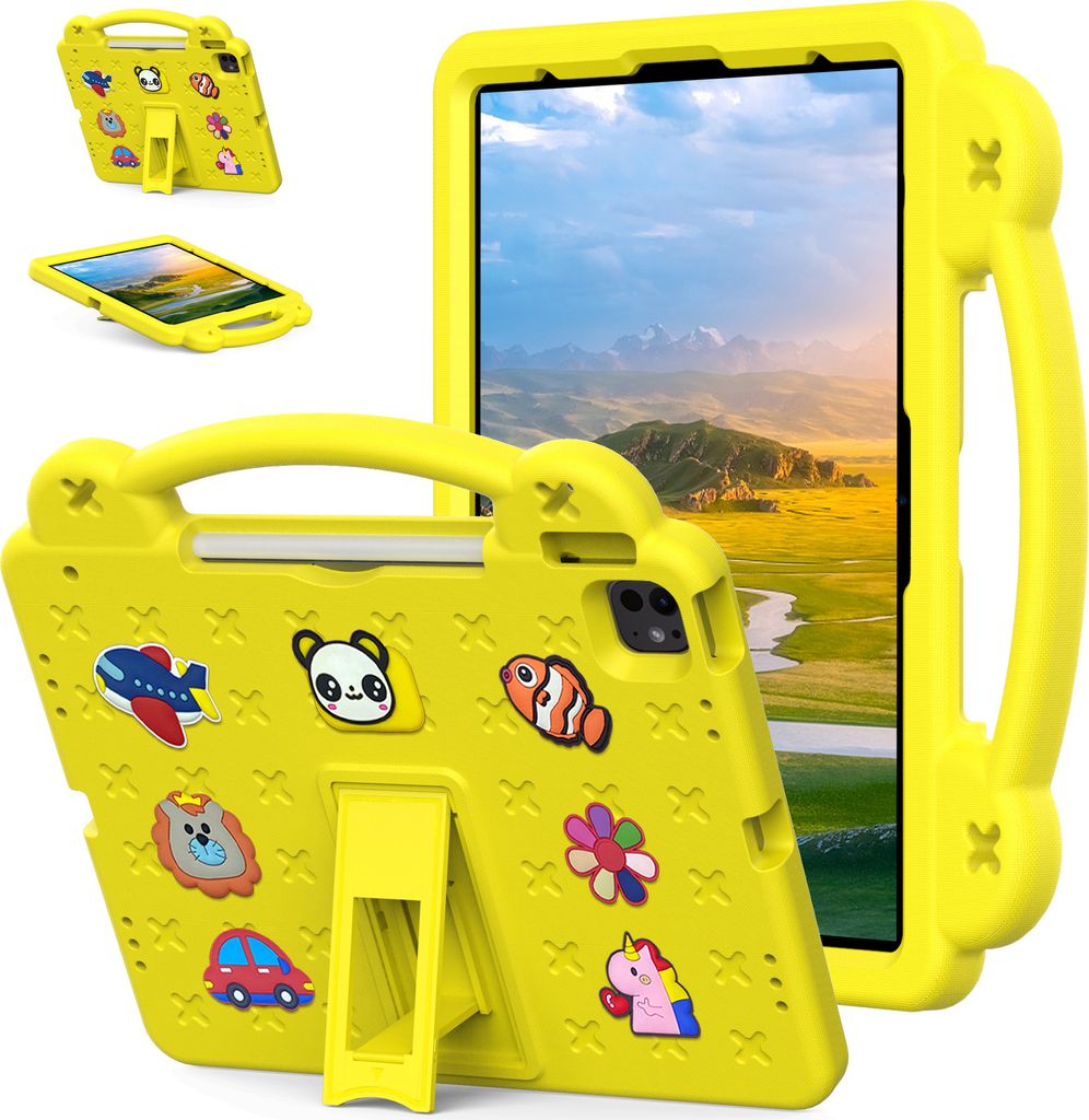 Schutzhülle für iPad Pro 13" M4 2024/iPad Air 13" M2 2024/iPad Pro 12.9 2022/2021/2020/2018 Niedliche Hülle für Kinder, Stoßfest mit Griff St...