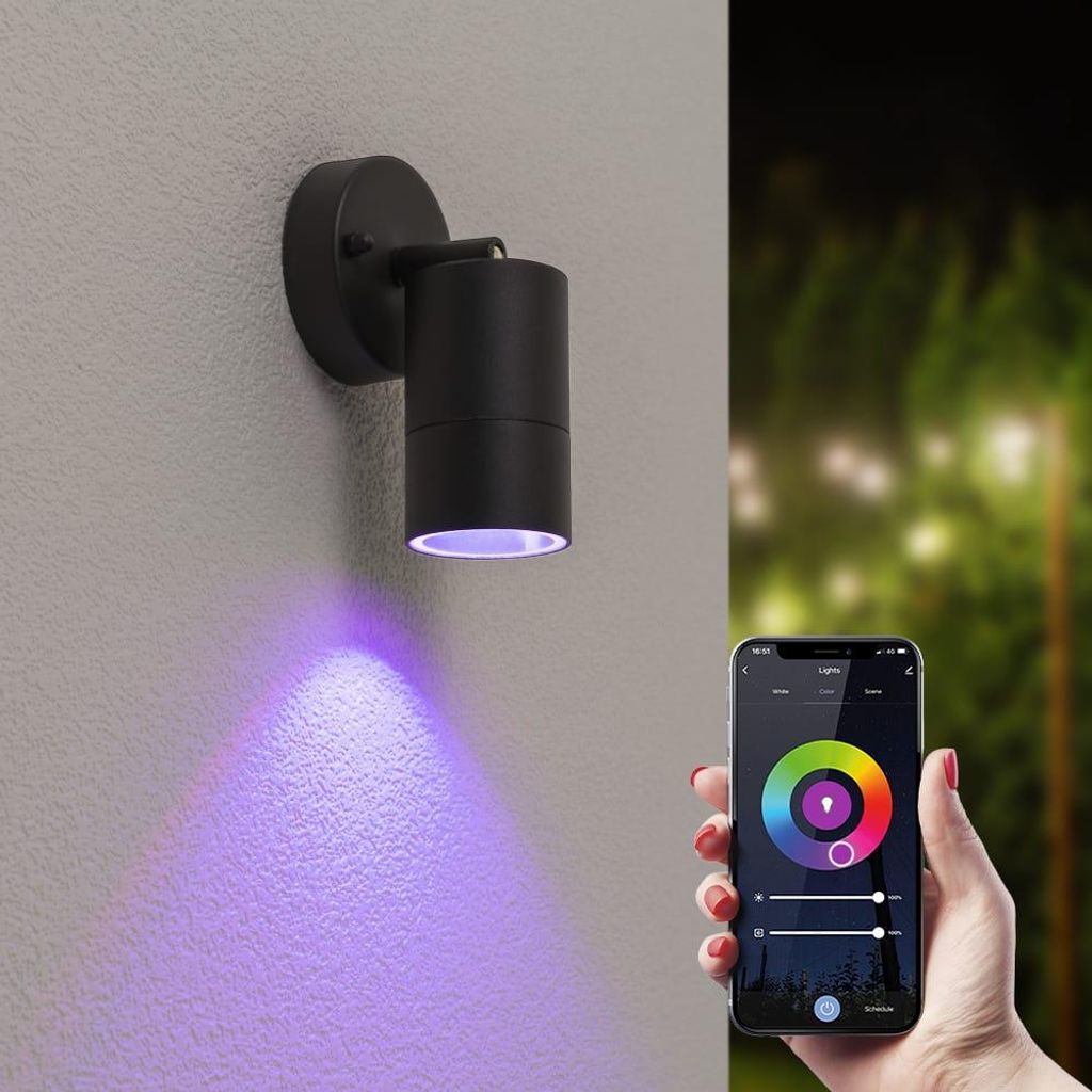 hoftronic smart LED Wandleuchte 5,5W 345lm RGBWW IP44 GU10 Schwarz