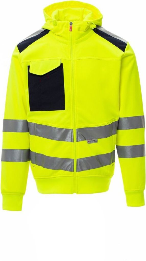 Warnschutz Sweatjacke mit Kapuze "LEADER" - Payper Fluogelb/Marineblau M