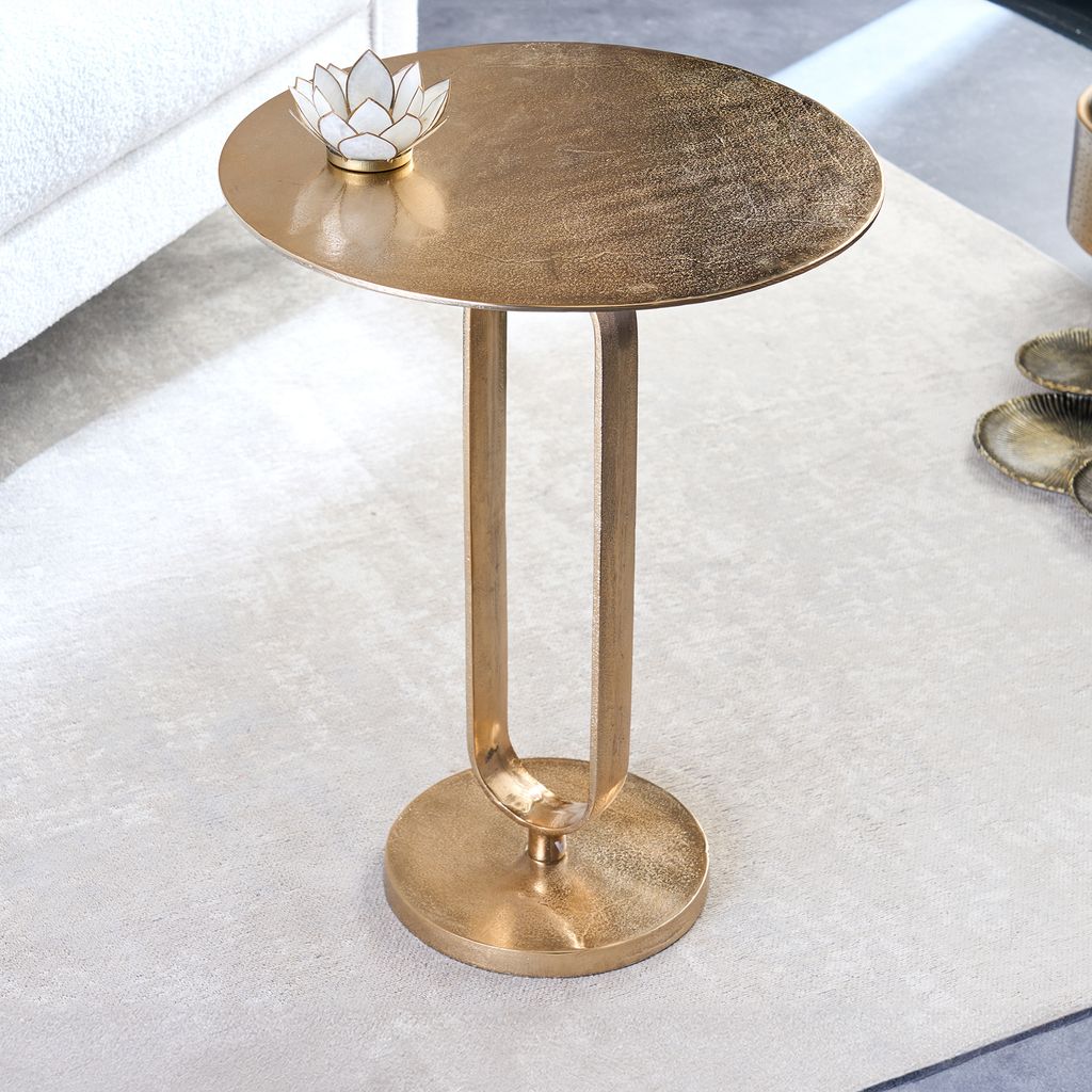 riess-ambiente Runder Beistelltisch ELEGANCE 60cm gold Metall Aluminium Couchtisch Tisch