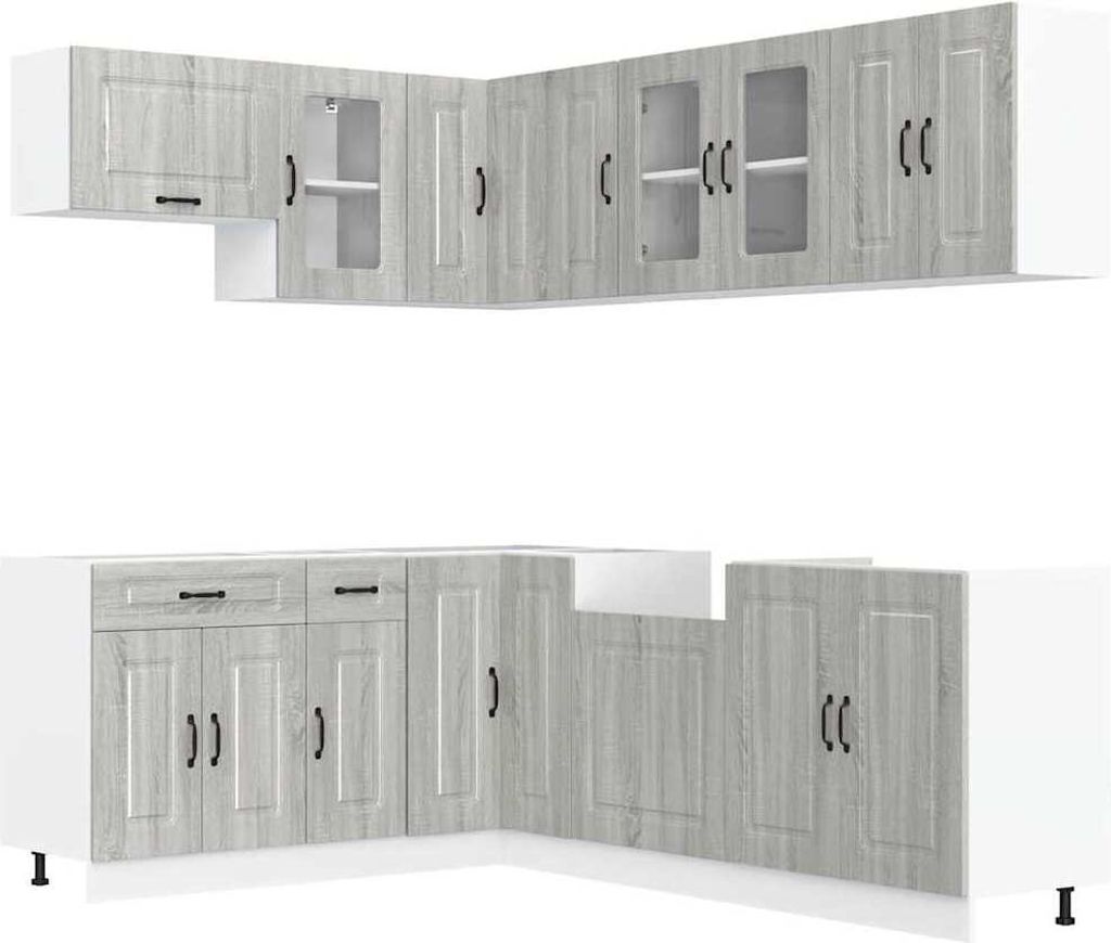 vidaXL 11-tlg. Küchenschrank-Set Kalmar Grau Sonoma Holzwerkstoff