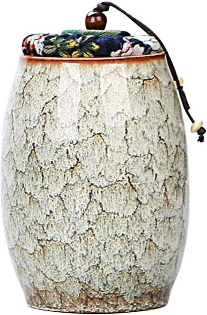 Keramische Food-Container mit Deckeln Vintage-Design lose Blätter Trockenkräuter 300ML (grau)