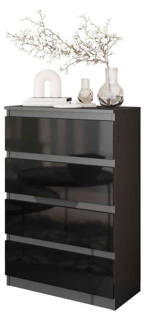 Commode anthracite/noir, finition haute brillance, avec 4 Image du produit 