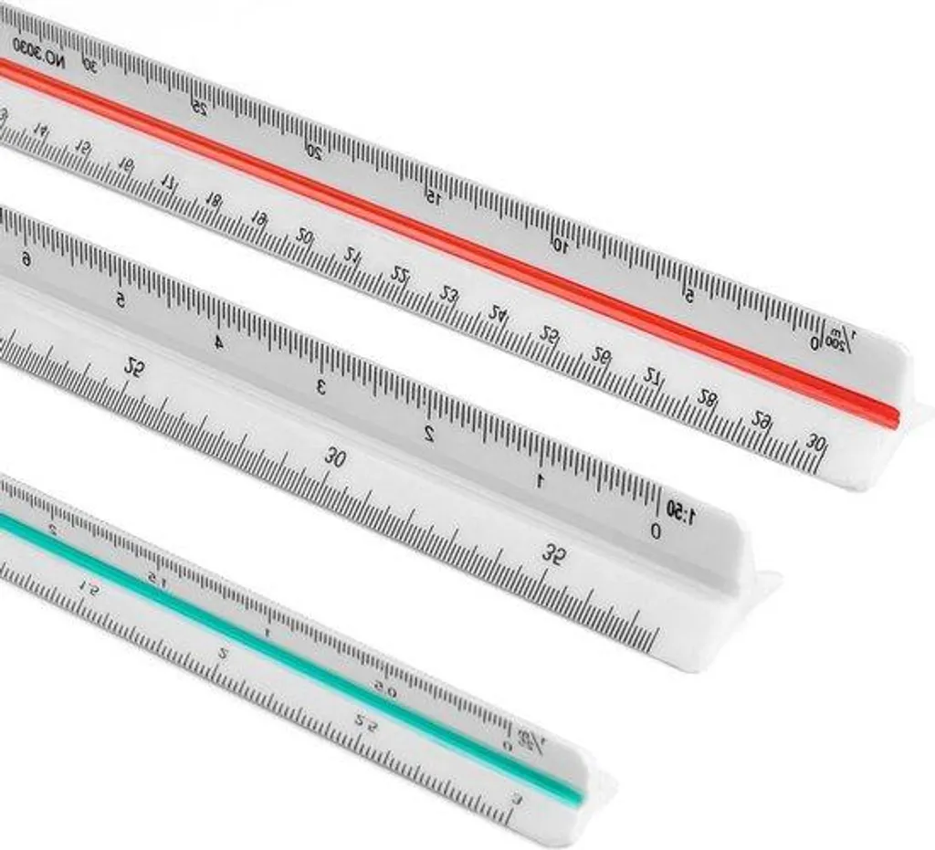 Échelle triangulaire de réduction pour architecte, lot de 3 règles