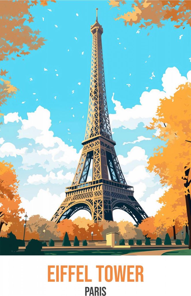 Plakat 61x90,5cm Eiffelturm, Paris