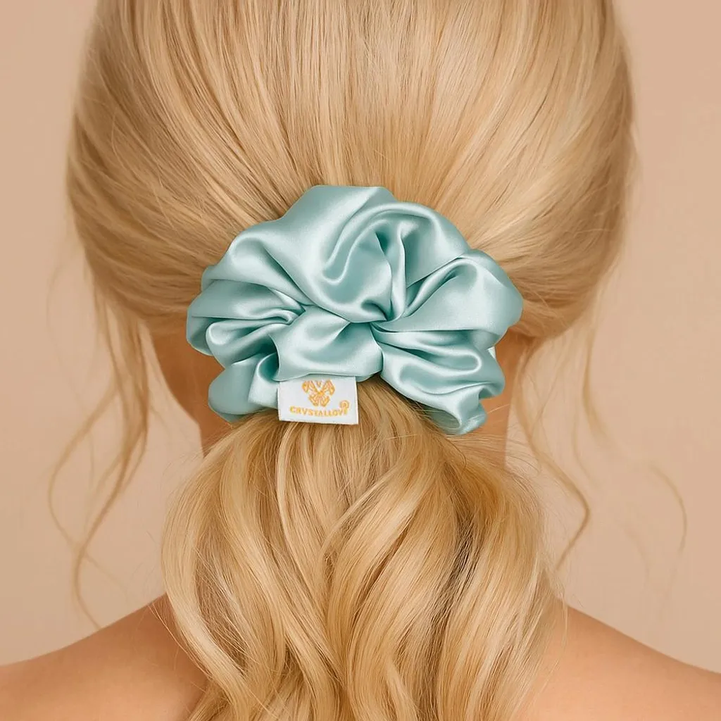 Accessoire Cheveux en Soie et Amazonite pour Chignon et Queue de Cheval - 2