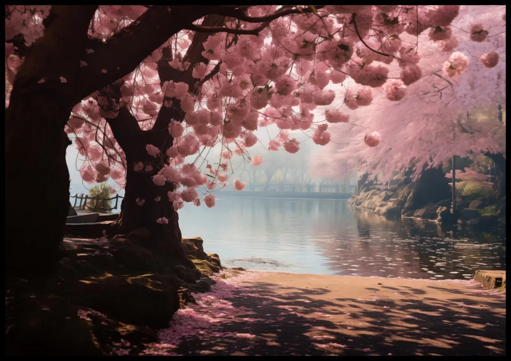 Grand Format 100x70 cm Affiche Sakura Papier Premium Mat Finition