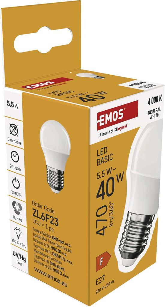 EMOS LED žárovka Mini Globe, 5,5W náhrada za 40W žárovku, Obrázek produktu 6