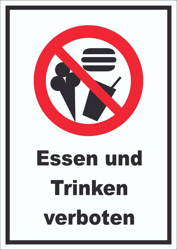 Essen und Trinken verboten Aufkleber A0 (841x1189mm)