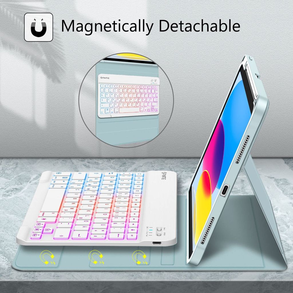 FINTIE IPad 11/10 Generation Hülle Mit Tastatur - 7 Farben Beleuchtung