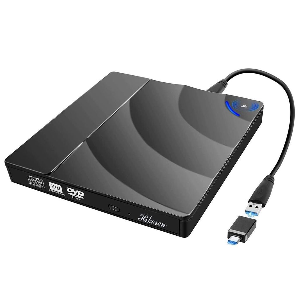 Externer DVD-Brenner USB 3.0 Ultra-Slim Plug & Play CD/DVD/CD-RW Windows iMac Aluminium Schwarz