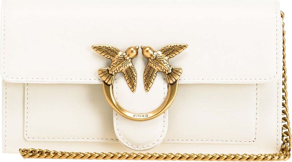 PINKO Umhängetasche Clutch Love One Wallet C White - Antique Gold creme