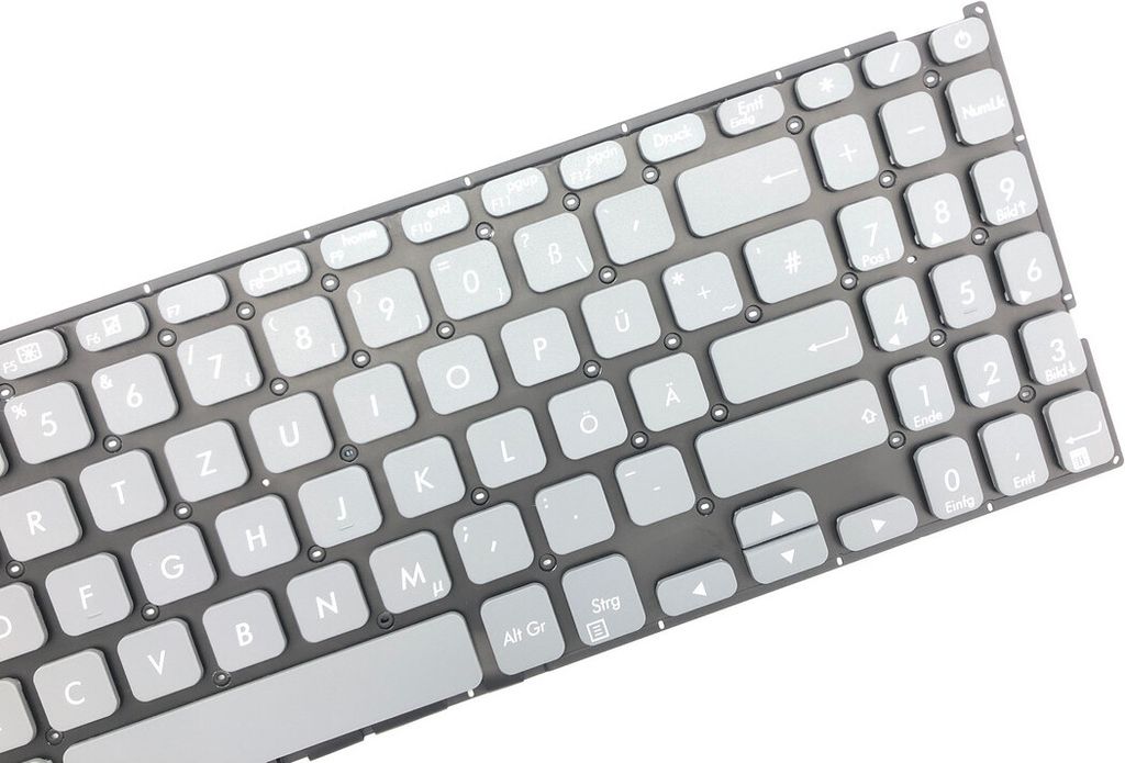 DEUTSCHE - Tastatur Keyboard Grau Ohne Rahmen kompatibel für Asus VivoBook 15 F512FA-EJ1422T