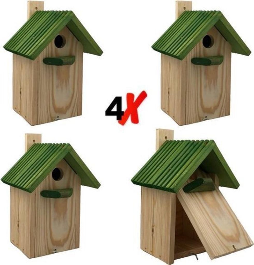 Garden Spirit Vogelhaus Set 4 - 12 x 13 x 30 cm - Nistkasten für Kohlmeisen und andere Vögel