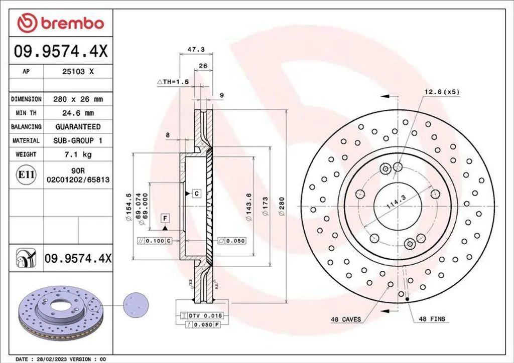 Disque de frein avant Brembo haute qualité pour Hyundai i30 et Kia Soul