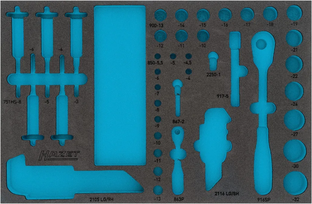 Garniture mousse bicolore haute densité 519 x 342 mm pour outils