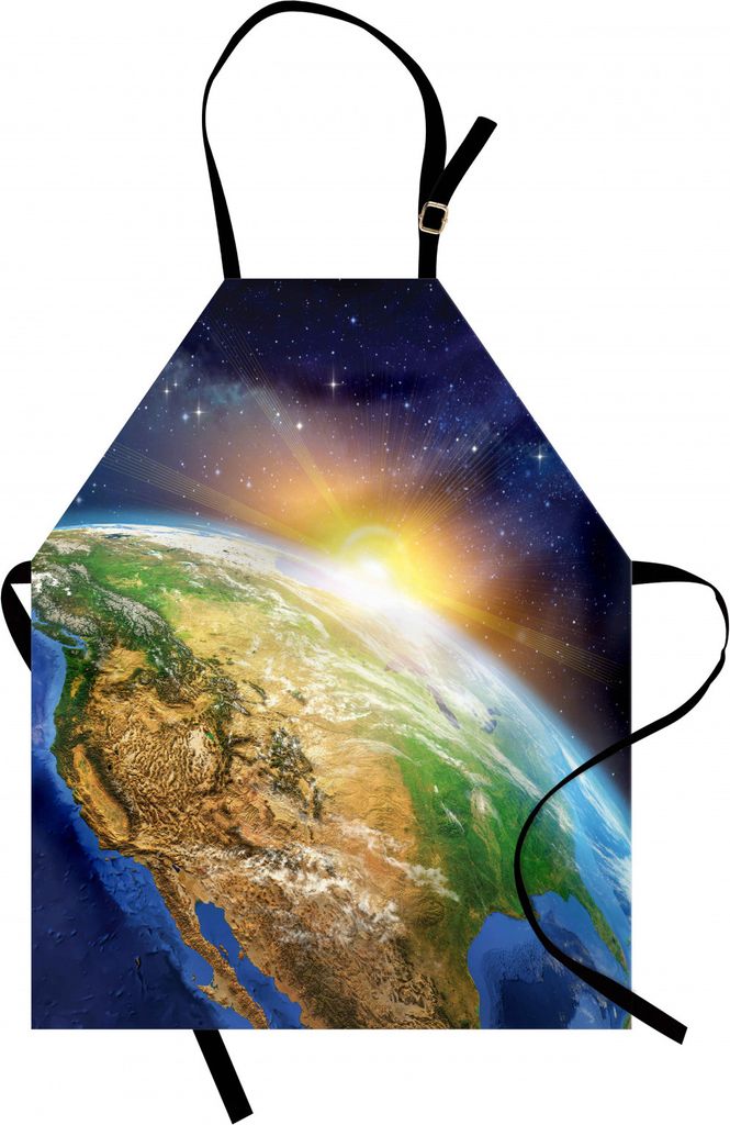 ABAKUHAUS Weltraum Kochschürze, Himmlische Ansicht des Sonnenaufgangs über der Planeten-Erde mit Stern-Feld-Pazifischem Ozean, Farbfest Höhenver...