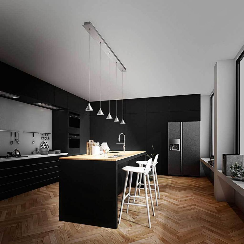 Fabas Luce LED Pendelleuchte Delta 2000x80mm 24W Warmweiß Aluminium dimmbar