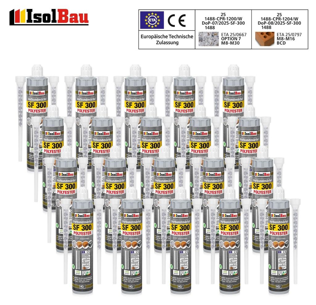 20 x 300ml Injektionsmörtel Verbundmörtel SF 300 40 x Mischer Montagemörtel