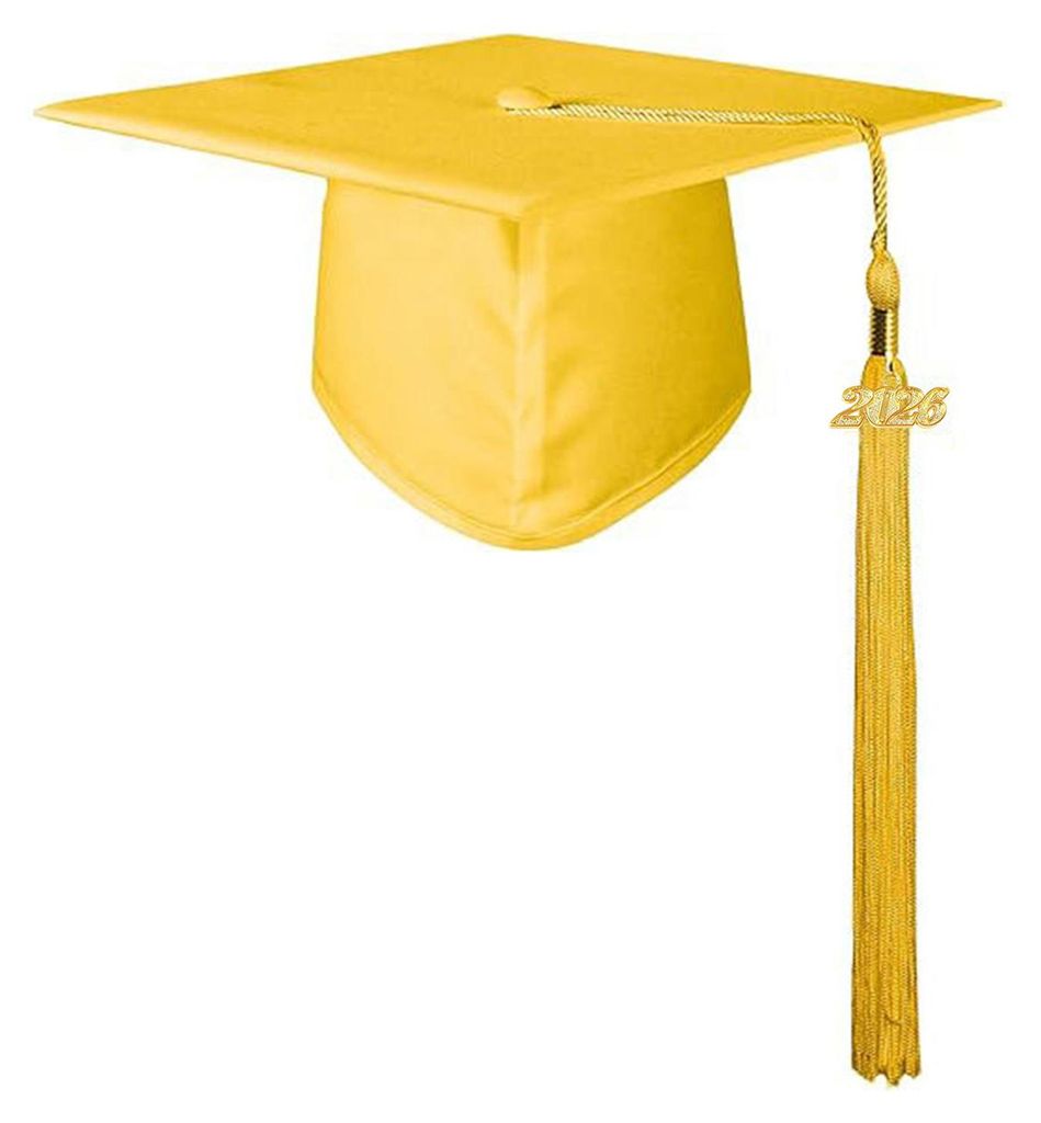 Unisex-Absolventenhut in Matt mit Quaste und Jahreszahl 2026 – Glückwunsch-Accessoire für Erwachsene zum Schulabschluss (Abitur, Bachelor, Master)