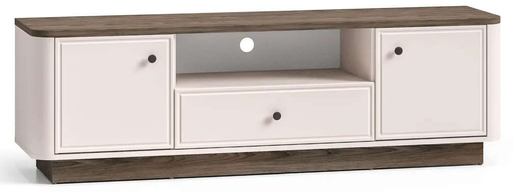 Selsey Vilavio Meuble TV Bas 160 cm Cachemire et Chêne Foncé