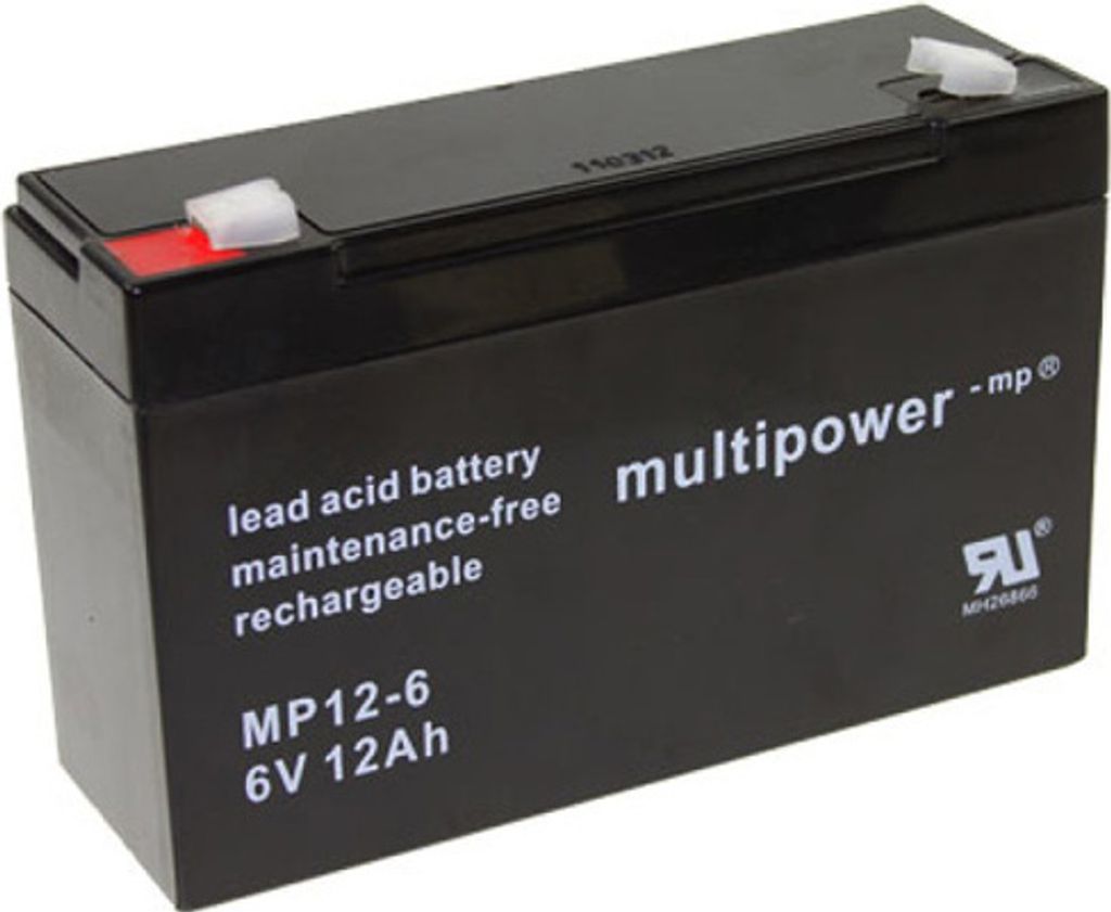 Multipower Bleiakku MP12-6  6,0 Volt 12 Ah mit 6,3mm Produktbild 