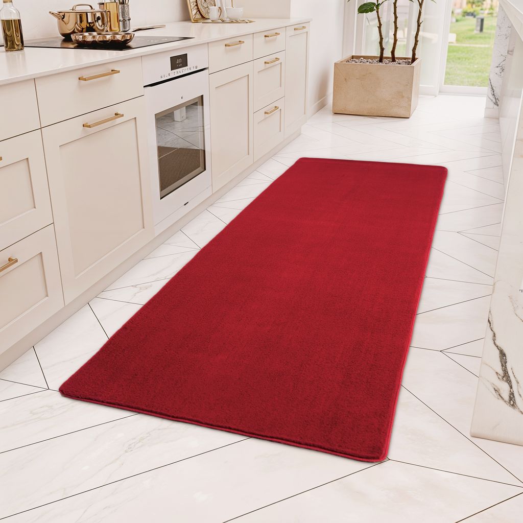 Teppium Waschbarer Kurzflor Teppich, rutschfest & weich, Modernes Einfarbig Design für Wohnzimmer, Schlafzimmer, Grösse: 80x250 cm