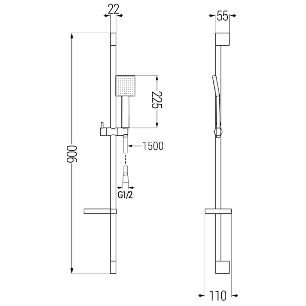 Ensemble douche DS45 noir : la solution anti-calcaire et design durable