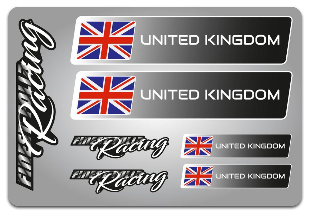 4er Set Länderfahnen Aufkleber – Flaggen Sticker für Auto, Fahrrad, Motorrad & Helm R156-33 United Kingdom