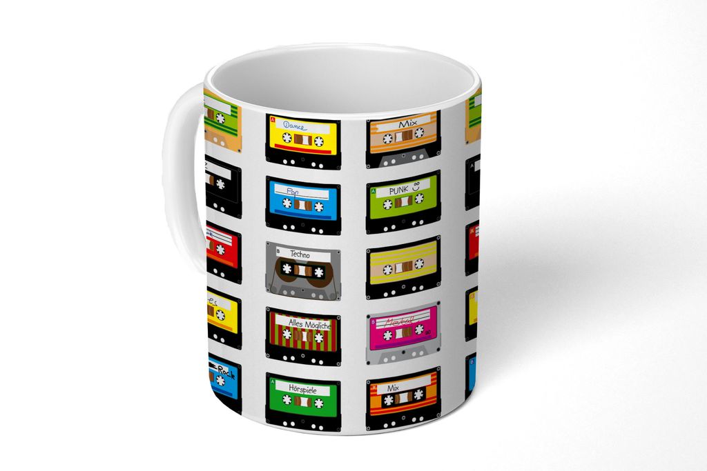 KitchenYeah Tasse Kaffeetasse Kaffeebecher 350 ml Muster - Kassettenkassetten - Musik Teetasse - Fototasse - Becher - Keramikbecher - Teebecher -...