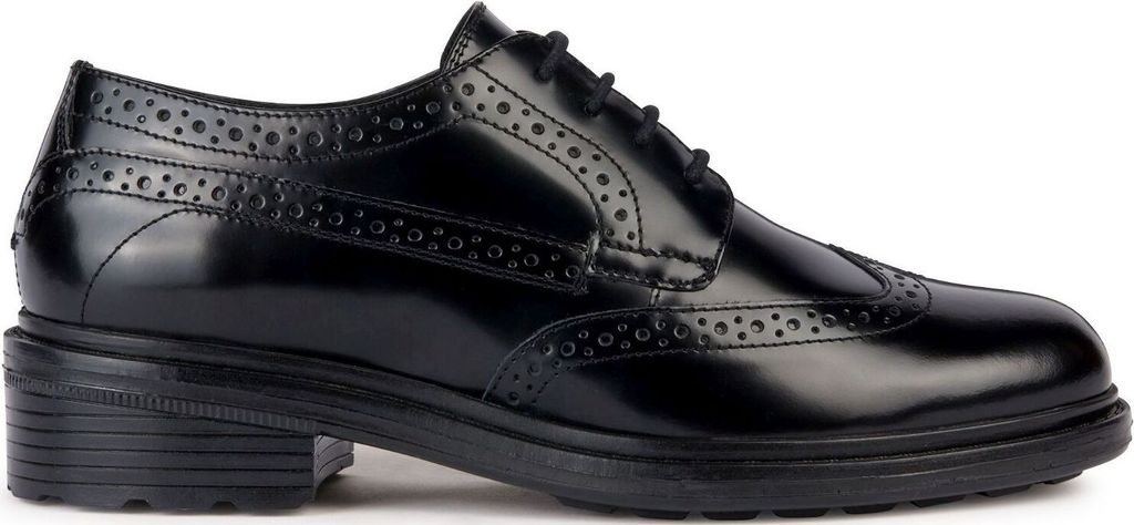 GEOX Schnürschuhe WALK PLEASURE, Glattleder, Schwarz, Damen