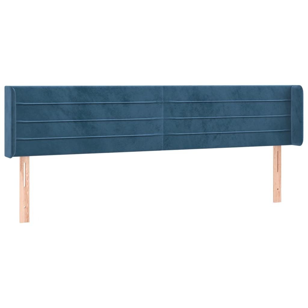Möbel Kopfteil mit Ohren Dunkelblau 163x16x78/88 cm Samt - Kopfteile CLORIS7815323