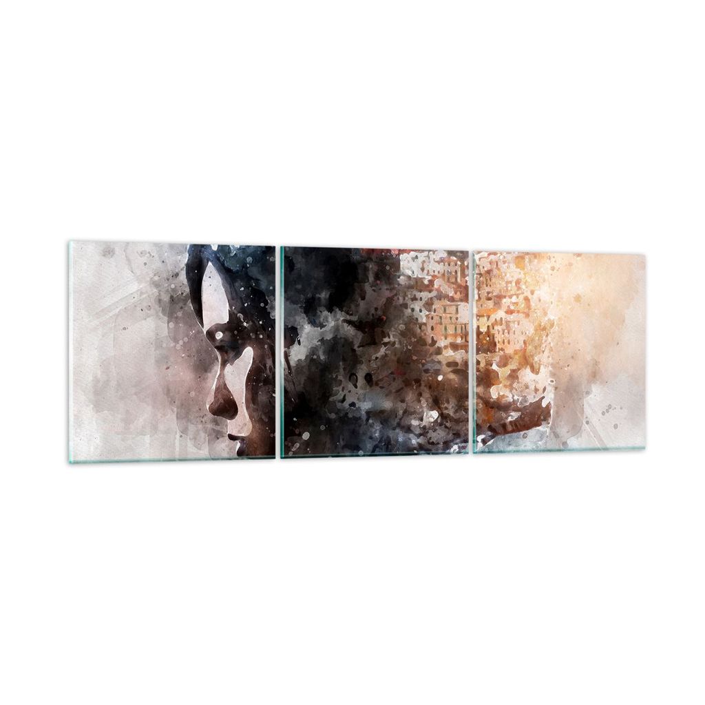 Bilder auf glas - Frau Abstraktion - 120x40cm - Glasbilder - Wandbilder - Kunstdruck - zum Aufhängen bereit - Wanddekoration aus Glas - Glas Bilde...