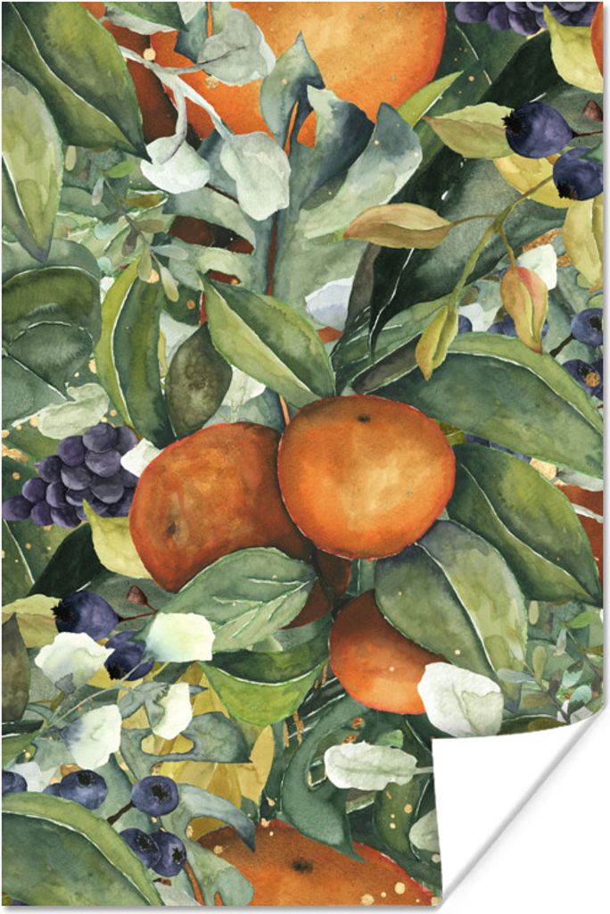 MuchoWow Poster Frucht - Blatt - Blüte 20x30 cm - Papierdruck