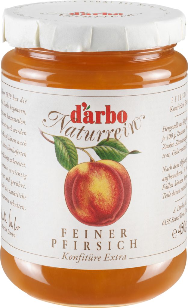 ood-United KONFITÜRE-EXTRA Pfirsich 6x 450g von DARBO Naturrein Pfirsichkonfitüre fruchtiger peach jam spread perfekt für Brot und Brötchen Pfi...