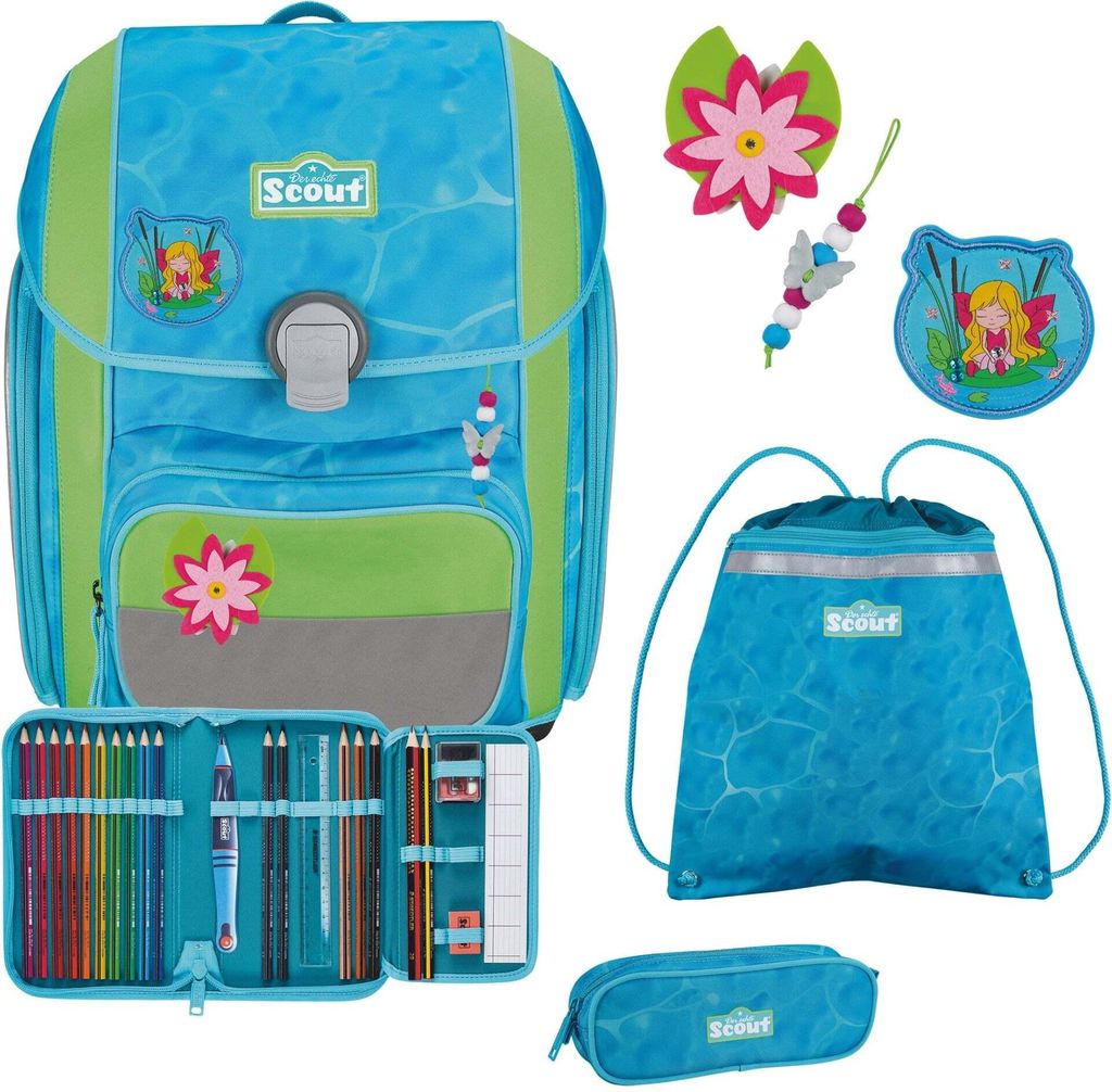 Scout sac d'école Basic Genius Set 4 pièces Water Lily bleu Image du produit 