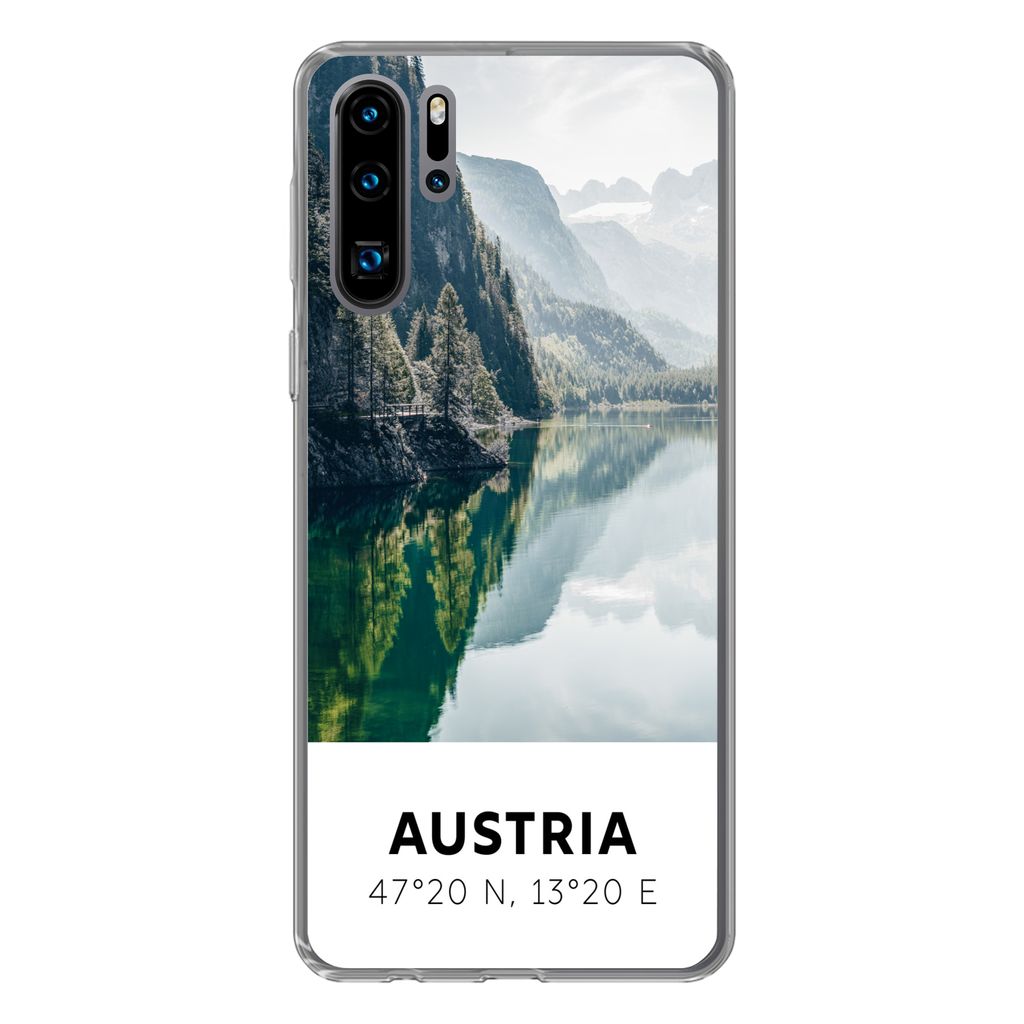 MuchoWow Handyhülle Schutzhülle Hülle für Huawei P30 Pro Österreich - Wasser - Grün - Alpen Silikon Softcase Handy Hülle - Schutzdeckel