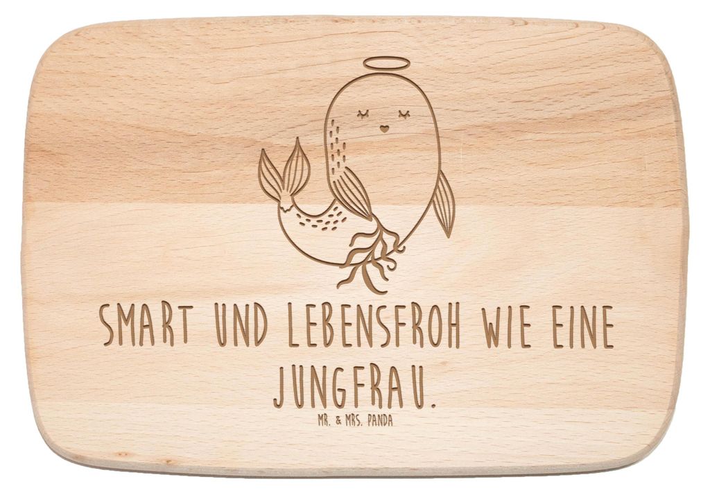 Mr. & Mrs. Panda Frühstücksbrettchen Sternzeichen Jungfrau - Transparent - Geschenk, Jungfer, Holzbrettchen, massivholzbrett, Holzbrett, Geburtst...