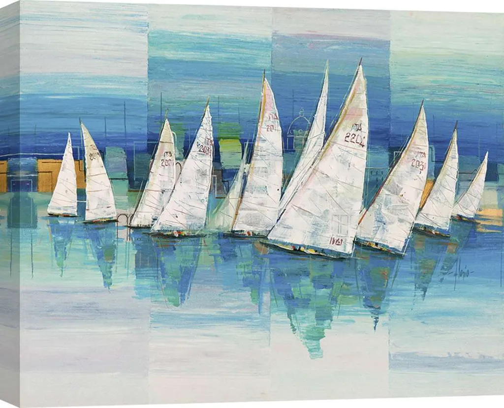 Quadro su tela con barche a vela - Luigi Florio, Oceano - 60x40 cm