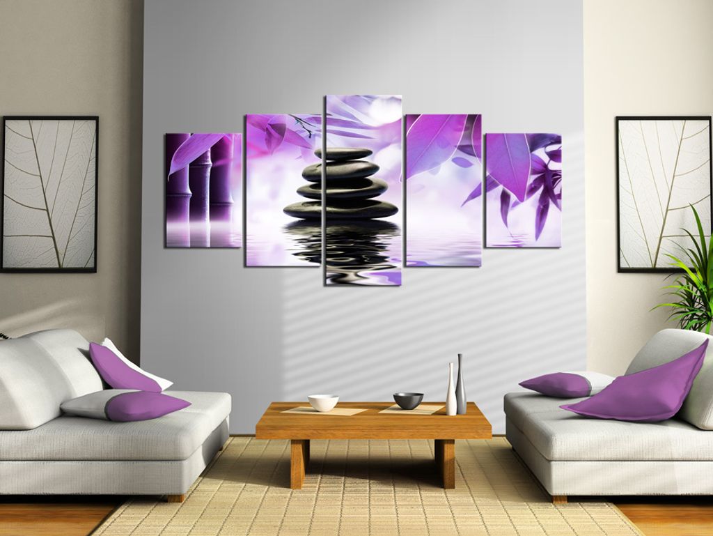 Akustikbild Natur Wasser 200x100 cm 5-teilige Bilder Akustikschaum Hochleistungsschallabsorber Schallschutz Leinwand 5 tlg Wandbild Raumakustik Sch...