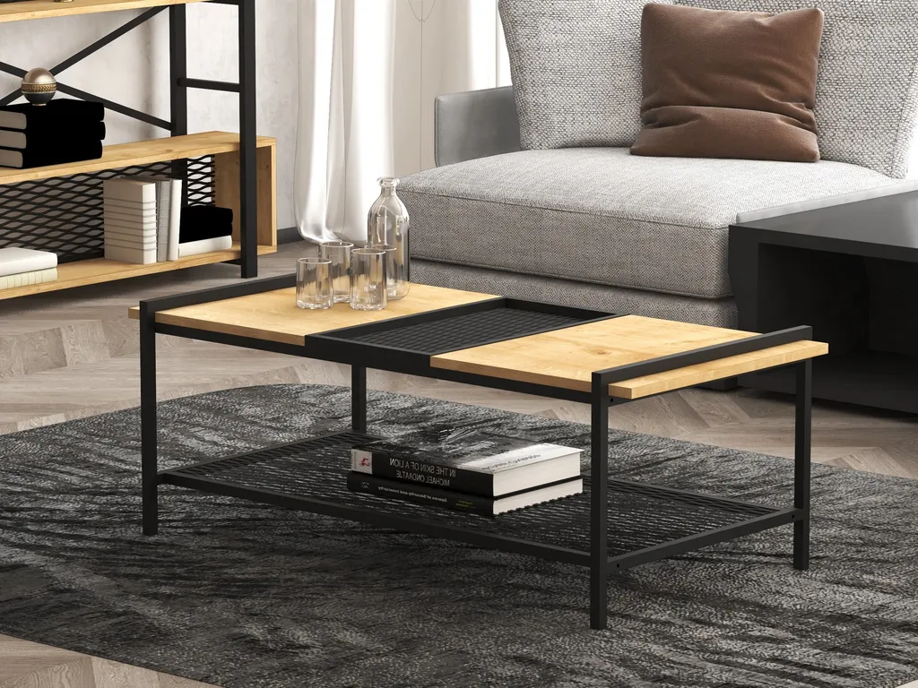 Table basse noyer résistante en mélamine espagnole - Modèle Mata